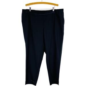 NWT Lafayette 148 black Manhattan cropped high waisted trouser tuxedo pants 22W